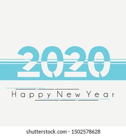 Happy New Year 2020 Typography Style, blue effect