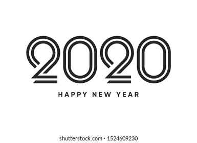 Happy New Year 2020 , typography text design