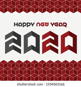 Happy New Year 2020 Typography with Modern Style