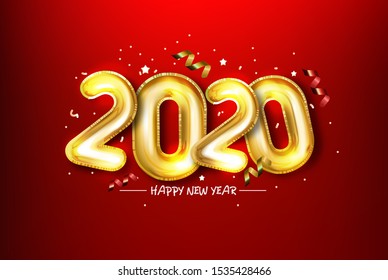 Happy new year 2020 typography Calendar - New Year Holiday design elements for holiday cards, calendar banner poster