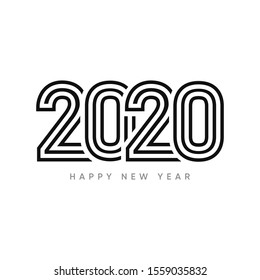 Happy New Year 2020 , typography text design in white background 