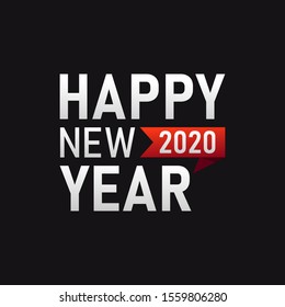 Happy New Year 2020 , typography text design in black background 