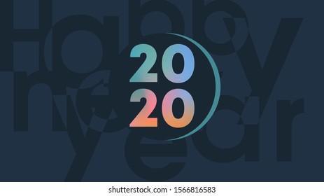 Happy New Year 2020 typography design. 