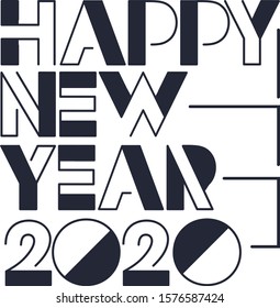 Happy New Year 2020 typography vector poster design illustration.