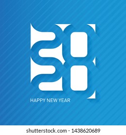 Happy New Year 2020. Vector greeting card with halftone gradient. Cover of business diary for 20 20. Brochure design template.
