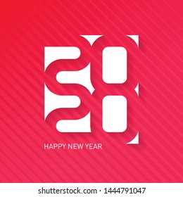 Happy New Year, 2020. Vector greeting card with halftone gradient. Cover of calendar or business diary for 20 20. Brochure design template. Vector.