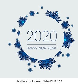happy new year 2020 vector illustration,3D snowflakes, shining