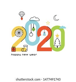 Happy New Year 2020. Vector illustration concept for background, greeting card. Website, mobile website and social media banner. Party invitation card and other marketing material.

