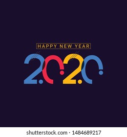 Happy New year 2020 Vector template. Design for celebrations, greeting cards, calendar or print. 