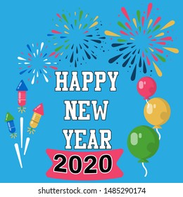 Happy New Year 2020  Vector holiday illustration element.