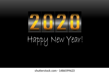 happy new year 2020! vector black background