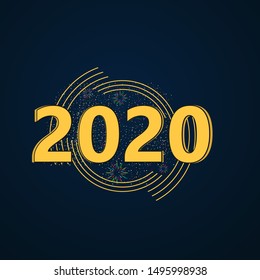 Happy New Year 2020 Vector Design. 2020 Banner Vector Template. 2020 Art Font Vector Editable Design