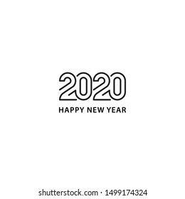 Happy New Year 2020. Vector Logo Icon Template