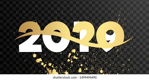 Happy New Year 2020. Vector New Year illustration. Brochure design template, card, banner. 