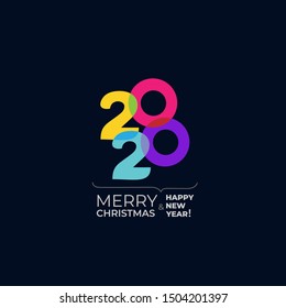 Happy new year 2020 vector background. Cover of card for 2020. Vector illustration. Isolated on black background.