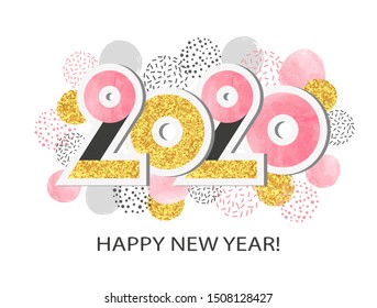 Happy New Year 2020 vector card design.