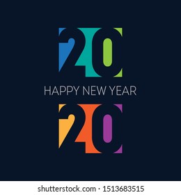 Happy new year 2020. Vector brochure or calendar cover design template on dark background. Cover of business diary for 20 20 with wishes. The art of cutting paper.