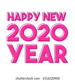 Happy New Year 2020 vector text vintage