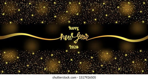 Happy New Year 2020 Vector Luxury Greeting Web Banner