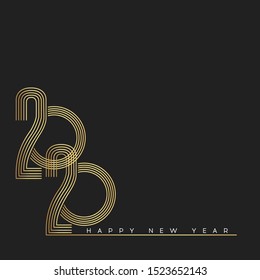 Happy New Year 2020. Vector New Year illustration. Brochure design template, card, banner 