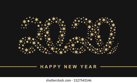 Happy New Year 2020 vector text design. Holiday background.