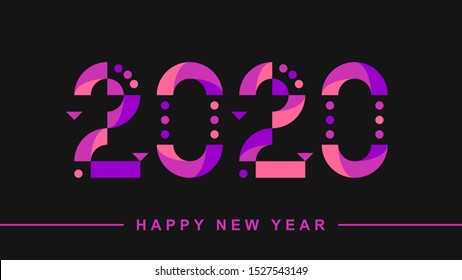 Happy New Year 2020 vector text design. Holiday background.