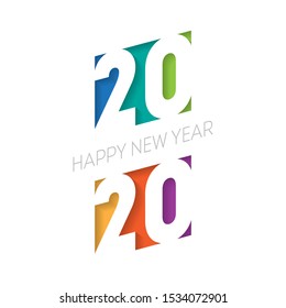 Happy new year 2020. Vector brochure or calendar cover design template. Cover of business diary for 20 20 with wishes. Art of cutting paper.