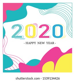 Happy new year 2020 vector background. Vector brochure or calendar cover design template. Cover of business diary for 2020 with wishes