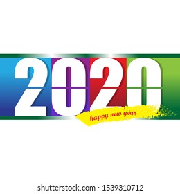 Happy new year 2020. Vector brochure, greeting card or calendar cover, design template