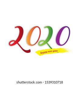Happy new year 2020. Vector brochure, greeting card or calendar cover, design template