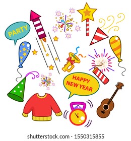 Happy New Year 2020 Vector Icon set. Vector eps.10