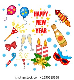 Happy New Year 2020 Vector Icon set. Vector eps.10