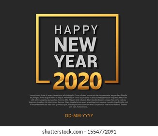 Happy new year 2020. Vector illustration design with golden color on square for celebration, on elegant background.