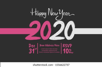 Happy New Year 2020. Vector Design for Background, Wallpaper, Banner, Greeting, Invitation card and Premium  Celebration Event.