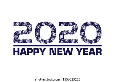 Happy New Year 2020. Vector drawing. Isolated object on a white background. Isolate. Texture.