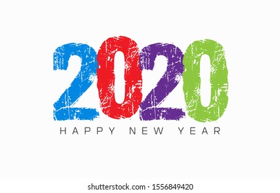 Happy New Year 2020 vector design. Cover of business for 202. Brochure design template, card, banner. Vector illustration. Isolated on white background. Happy New Year