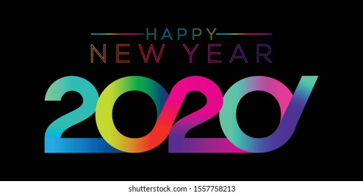 Happy New Year 2020 Vector Template. 