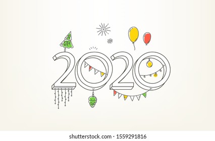 Feliz año nuevo plantilla vectorial 2020 