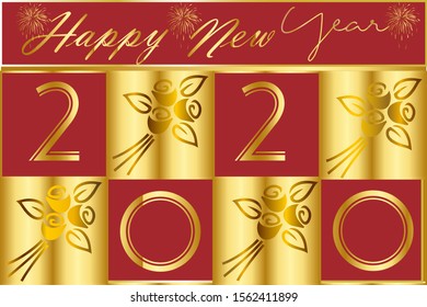 Happy New Year 2020 Vector artwork in stunning red and gold.