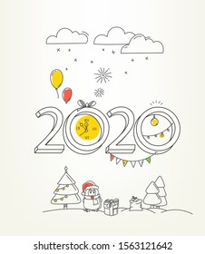 Happy new year 2020 vector greeting card