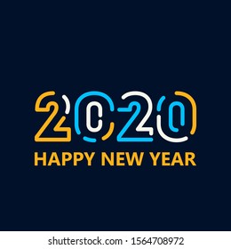 Happy new year 2020 vector template design. Abstract background