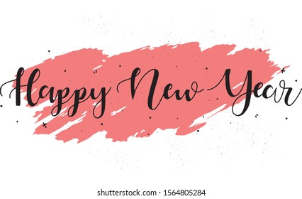 Happy New Year. 2020. Vector illustration with lettering composition. New Year's Eve label.