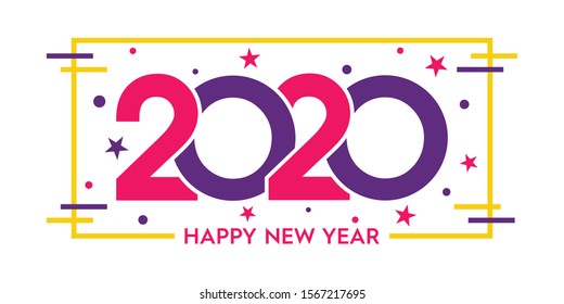 happy new year 2020 vector template. Design for banner,greeting cards or print
