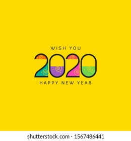 Happy new year 2020 vector template for greeting card and calendar. 