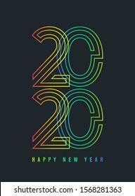 Happy new year 2020 vector template for greeting card and calendar.