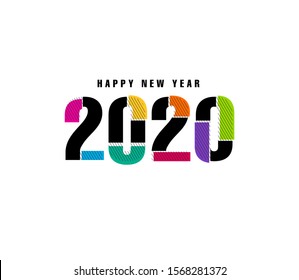 Happy new year 2020 vector template for greeting card and calendar.