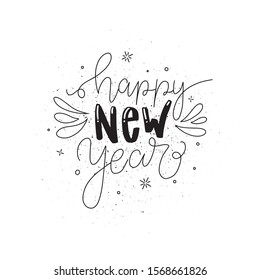 Happy New Year. 2020. Vector illustration with lettering composition. New Year's Eve label.