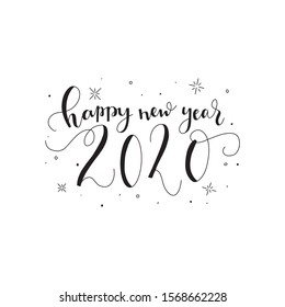 Happy New Year. 2020. Vector illustration with lettering composition. New Year's Eve label.