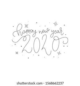 Happy New Year. 2020. Vector illustration with lettering composition. New Year's Eve label.
