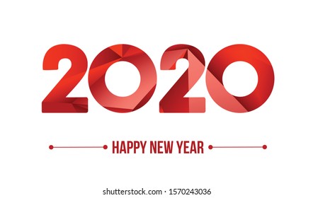 Happy new year 2020 vector design element. Low poly illustration. Merry Chrstmas Background for dinner invitations, festive posters,promotional depliant, greetings cards